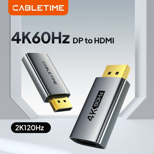 CABLETIME DisplayPort zu HDMI Adapter für 4K UHD 60Hz, DP auf HDMI Konverter für PC, Laptop und TV - Bild 1