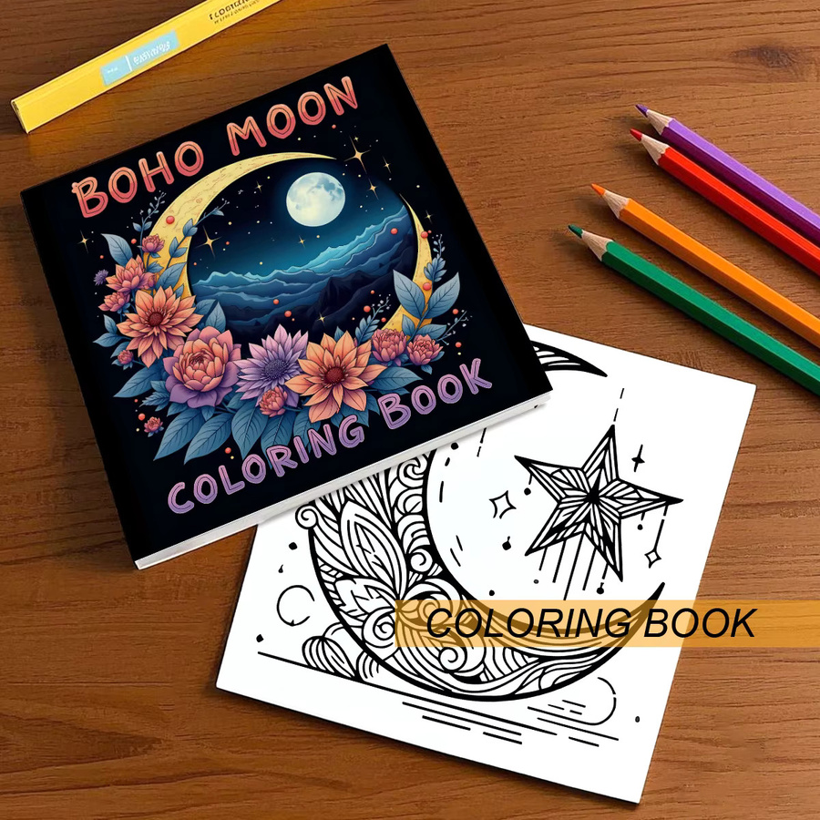 BOHO MOON Malbuch für Erwachsene und Teenager mit 30 Blatt dickem Papier in Multicolour - Bild 3