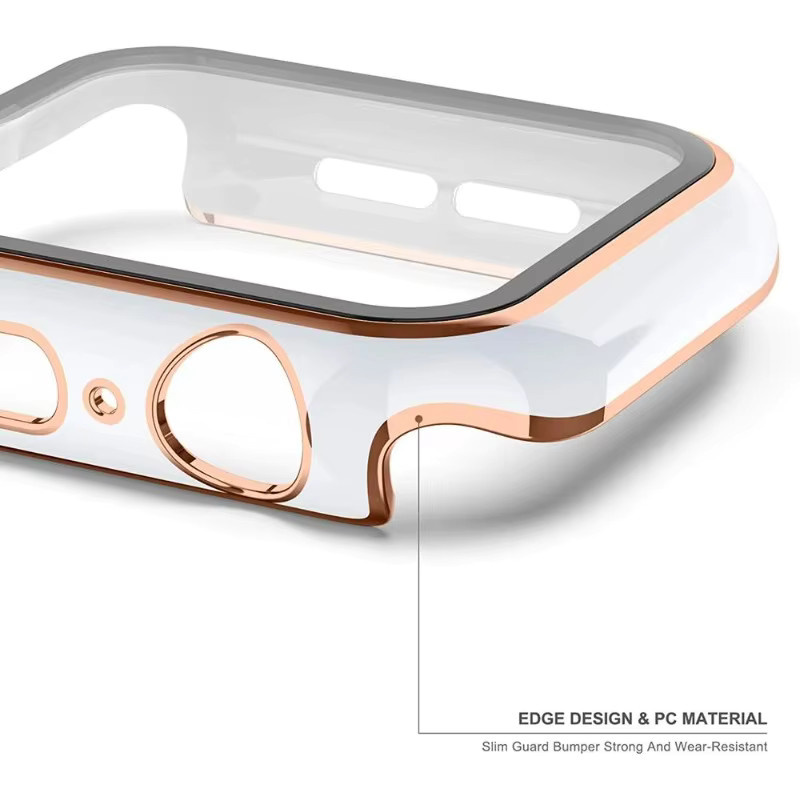 Correa Displayschutzfolie aus Glas mit Abdeckung für Apple Watch Serie 4 5 6 SE 7 8 9 in Weiß - Bild 3