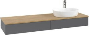 V&B Waschtischunterschrank Antao ohne Frontstruktur in Eiche Honig Braun lackiert, Breite: 160 cm, Tiefe: 50 cm - Bild 1