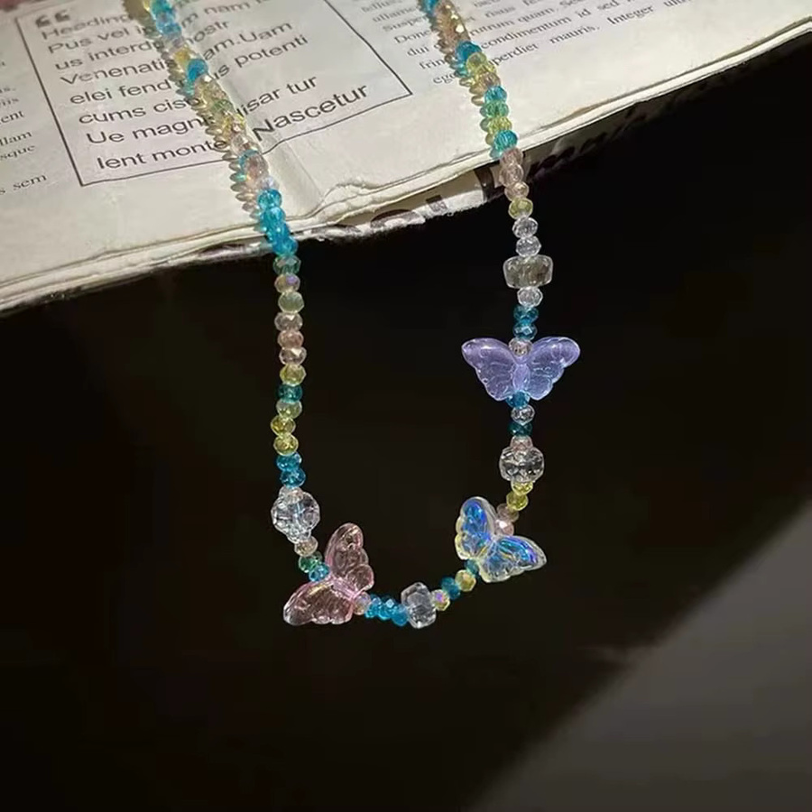 YUANZHIRUN Schmetterling Anhänger, Kristall, Glas, Bunt, 8x15mm - Bild 2