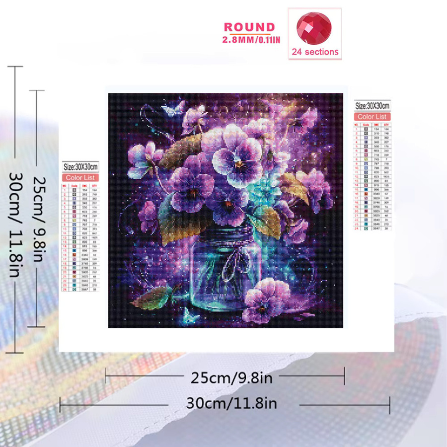 EverShine Diamant-Stickerei Mohnblumen Blumen-Mosaik 5D DIY Set mit Vollbesatz in Multicolour, Breite: 20,0 cm, Höhe: 20,0 cm - Bild 2