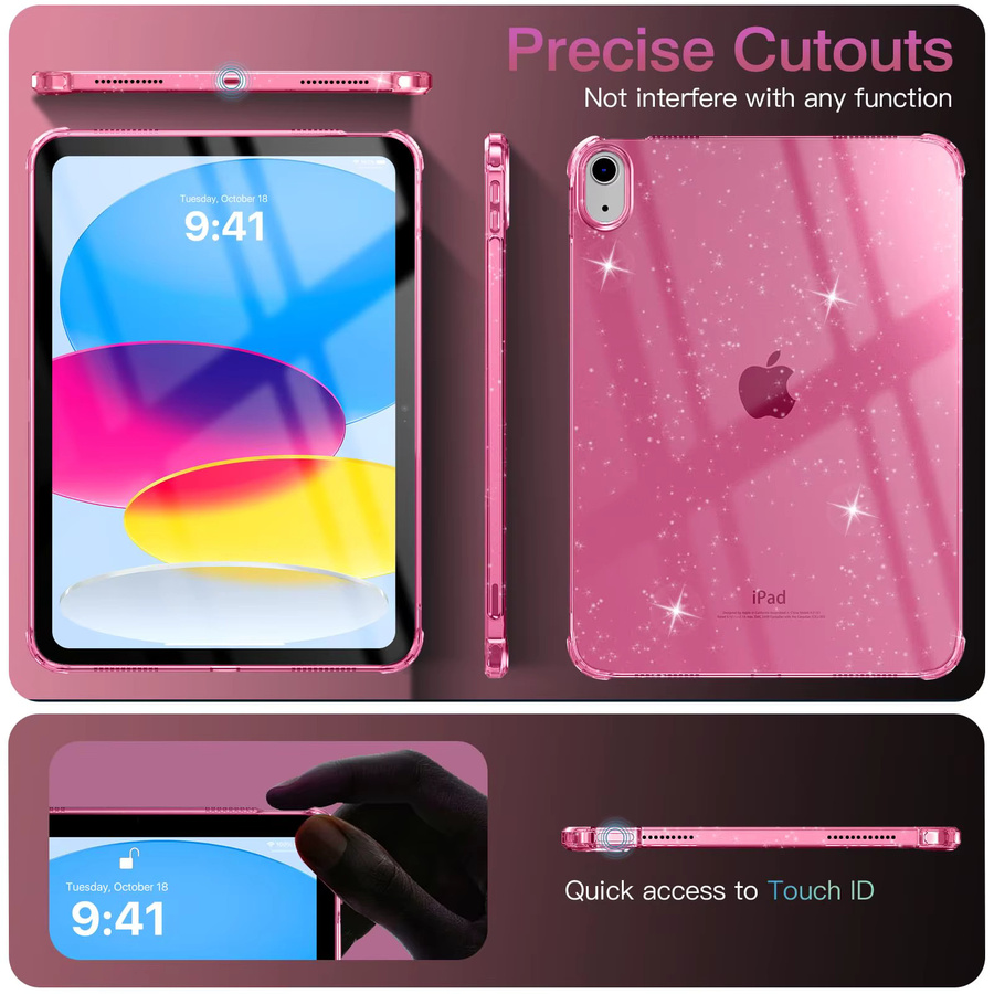 Zair Silikonhülle mit Glitzer-Effekt und Airbagschutz für iPad Air, Mini und Pro in Schwarz mit Glitzer oder Pink - Bild 5