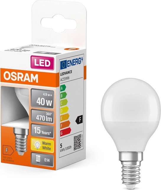 Osram LED-Leuchtmittel E14 Tropfenform in Smokey White, 4,9 W, 470 lm, H x Ø: 8,2 x 4,5 cm - Bild 1