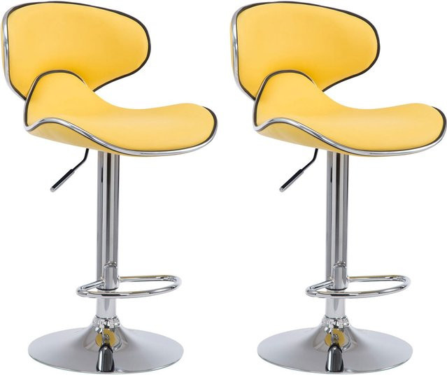 TPFLiving 2er Set Barhocker Las Palmas in Gelb mit Kunstleder und Chromoptik Metallgestell - Bild 1