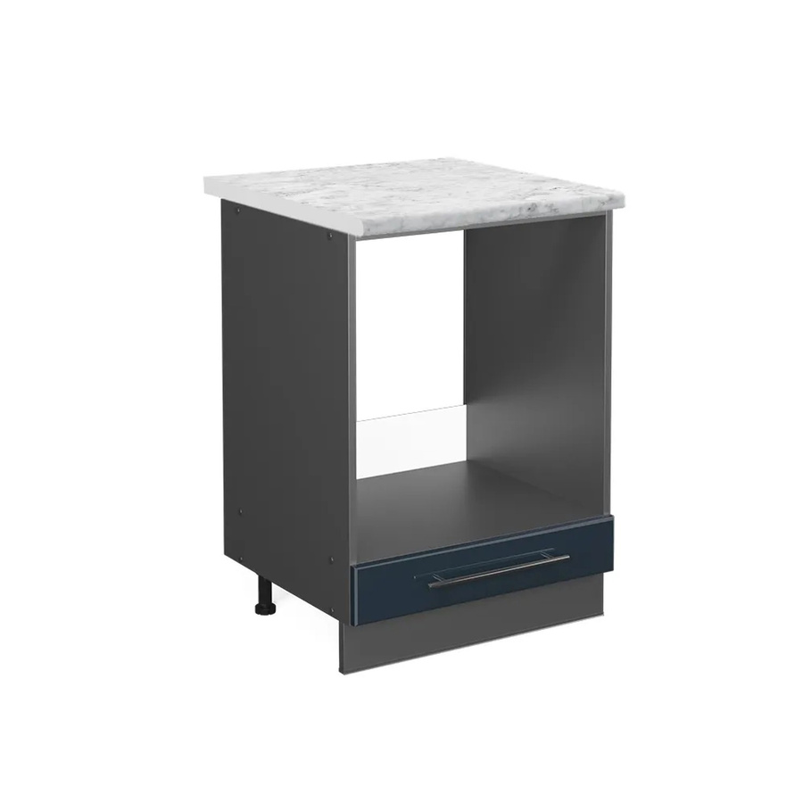 Vicco Herdumbauschrank Fame-Line in Dunkelblau Hochglanz und Anthrazit mit Marmor-Optik, Breite: 60 cm, Höhe: 82 cm, Tiefe: 60 cm - Bild 2