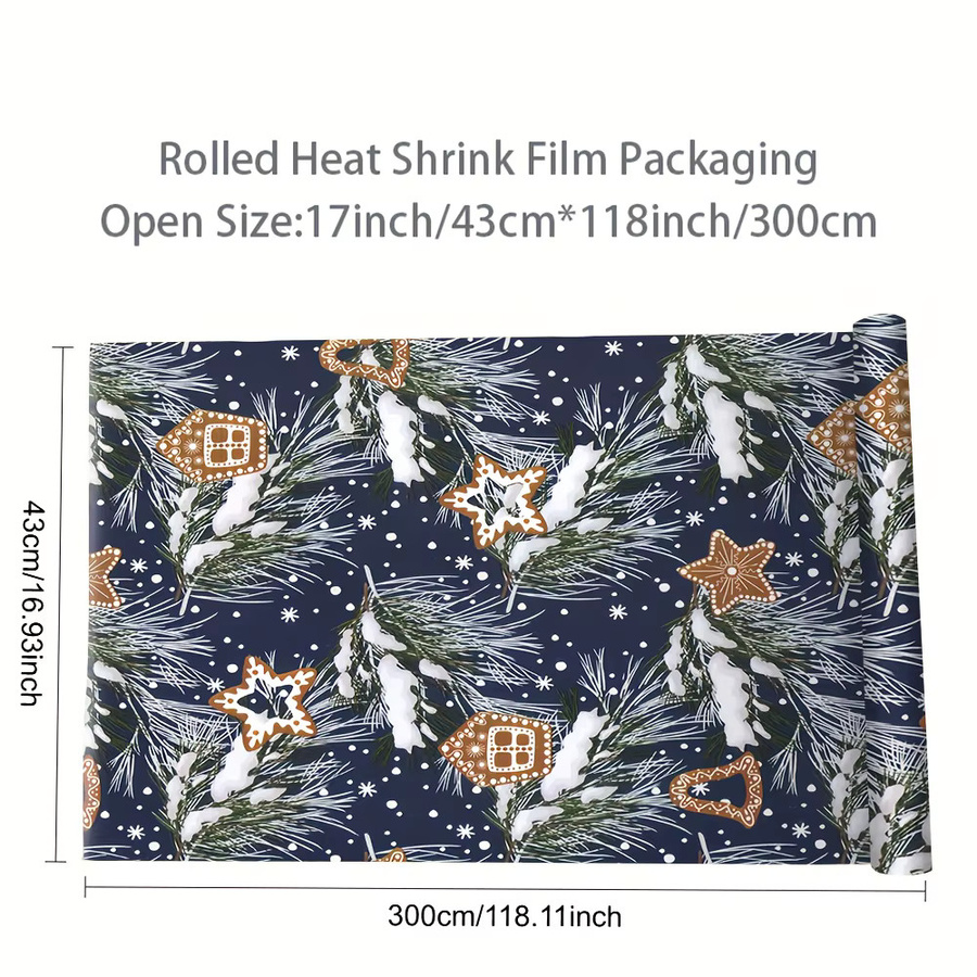 Extra langes Geschenkpapier mit Winterthema in Marineblau und Gold inklusive goldenem Schleifenband-Design - Bild 2