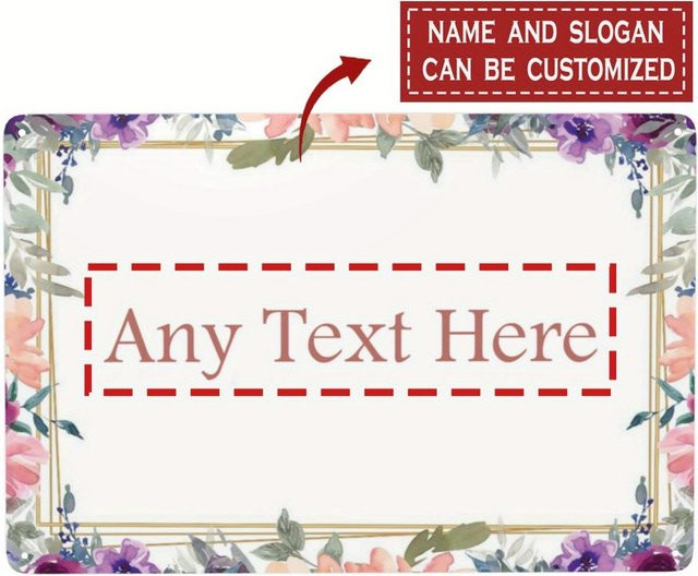 Individuelles Metallschild mit Text und Aquarell-Blumenmuster von CIFBUY in Rot und Mehrfarbig für deine Wanddekoration im Haus oder Garten - Bild 1