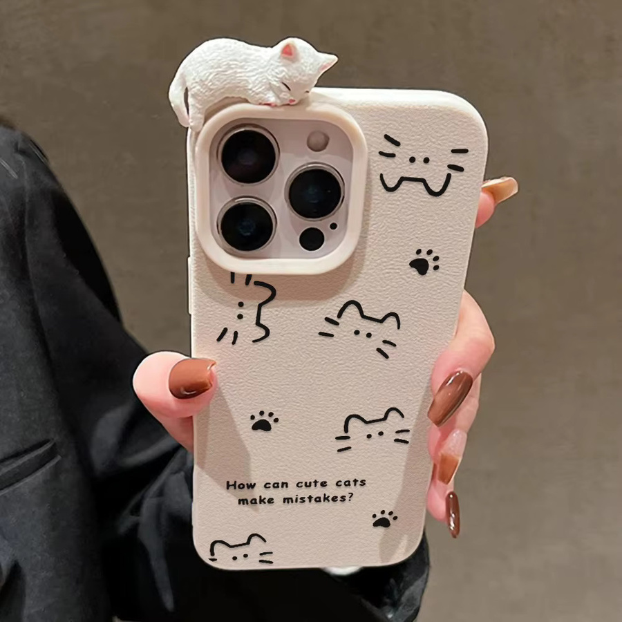 Stoßfeste Katzen Handyhülle aus weichem TPU für iPhone 17 Pro Max, 16, 15, 14, 13, 12, 11 und Air in Pink - Bild 4