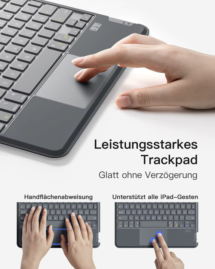 Inateck Abnehmbare iPad Tastatur für iPad 11 Gen (A16 2025) und iPad 10.9 Gen (2022), Modell KB04112, Grau - Bild 5