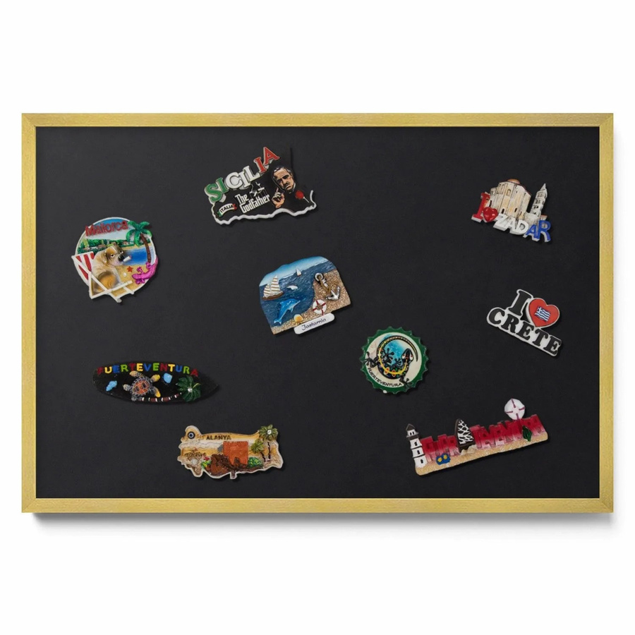 Tulup Magnettafel aus Metall mit Motiv in Schwarz und Goldrahmen, B/H: 60 x 40 cm - Bild 2