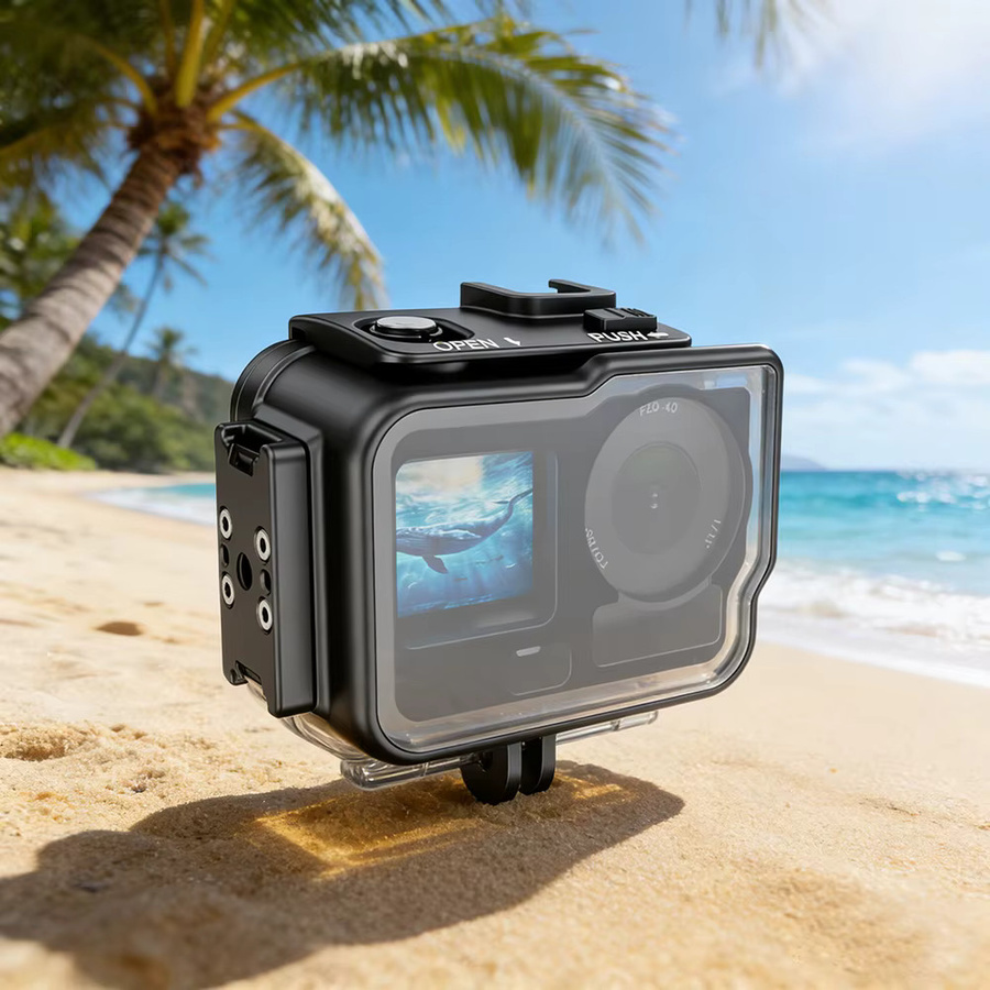 Seafrogs Wasserdichtes Aluminium Gehäuse für DJI Action 6 in Schwarz mit Filterrahmen und Griff - Bild 4