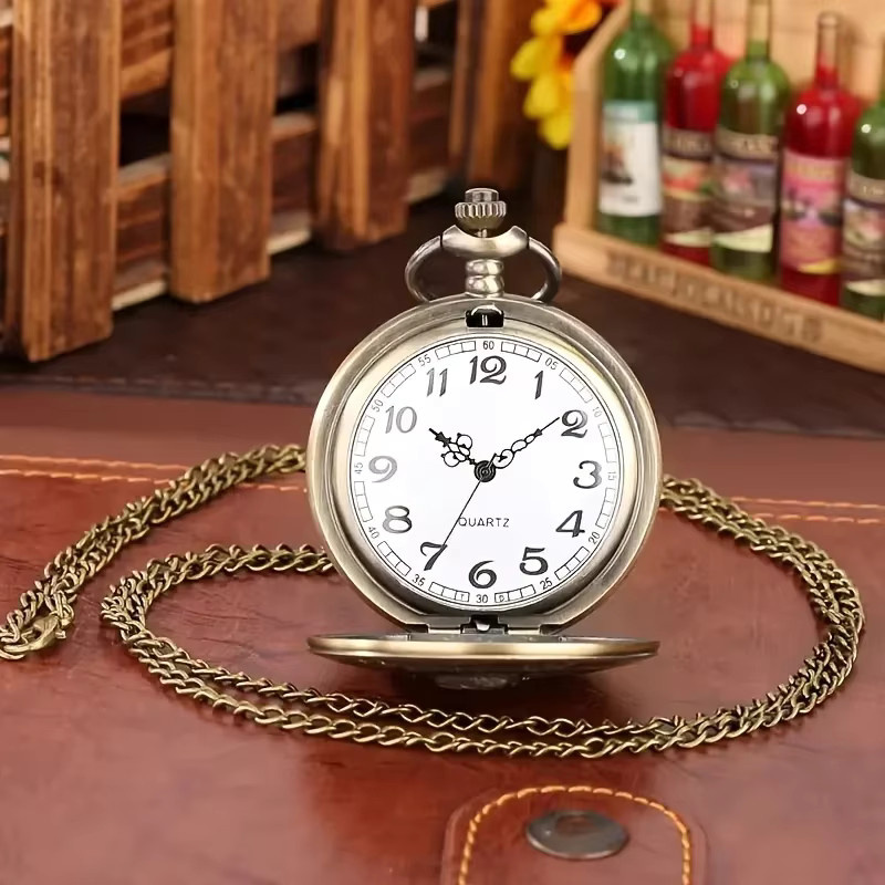 JBAILI Halsketten Anhänger, Taschenuhr, Quarz, Bronze, Unisex - Bild 2