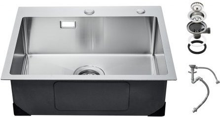 VEVOR Einbauspüle aus Edelstahl in Silber, Einzelbecken mit Zubehör, B/T/H: 68 x 45 x 19 cm - Bild 1