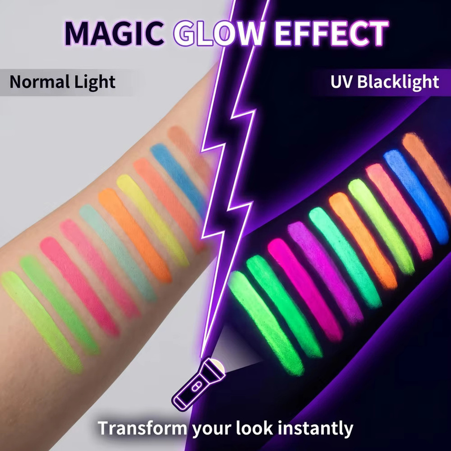 UV-Doppelspitzen-Leuchtmarker in Multicolour für Schwarzlicht-reaktive Körperkunst und DIY-Handwerk, abwaschbare fluoreszierende Textmarker - Bild 2
