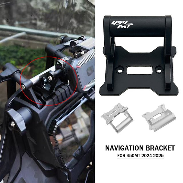 ANLUSON Motorrad Telefon Navigation Mount Halterung für CFMOTO CF 450 MT 2024 2025 in Schwarz und Silber - Bild 1