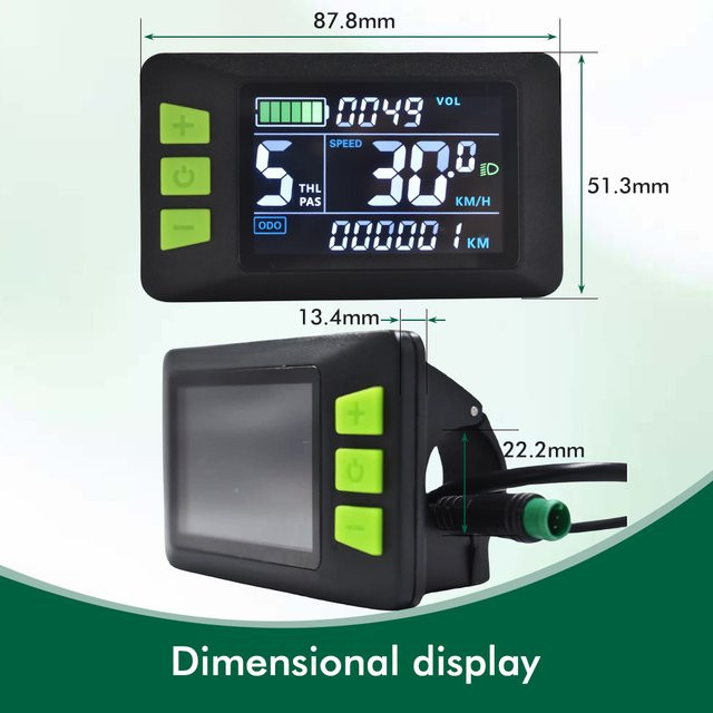 Mcezdy UART2 P3C Wasserdichtes LCD-Display für E-Bikes und E-Scooter mit USB und UART, Schwarz, 5-Pin - Bild 1