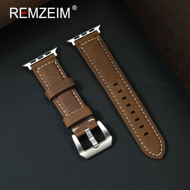 REMZEIM Uhrenarmband Leder, Crazy Horse Echtleder, Herren, 38–49 mm - Bild 1