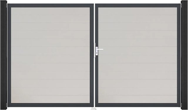 GroJa Tor Basicline Schmal 2-flügelig Weiß Rahmen DB703 B: 306 cm, H: 180 cm DIN Rechts - Bild 1