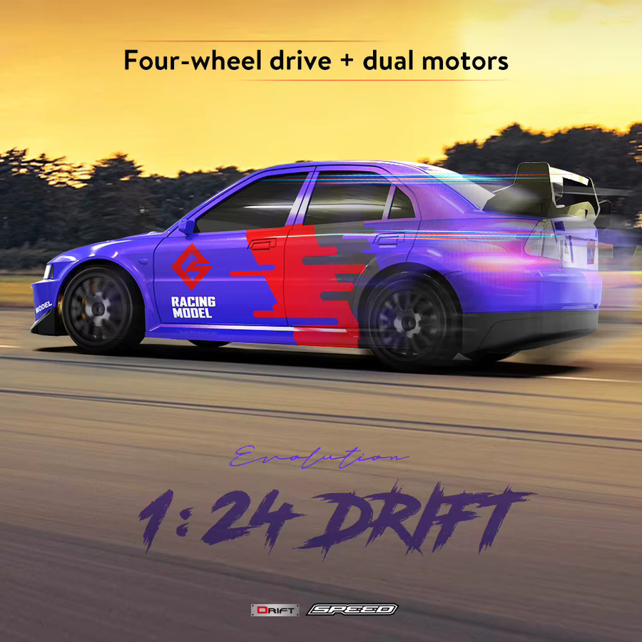 Fremego RC Drift Auto, 1:24, ferngesteuert, mit Farblicht, grau - Bild 2