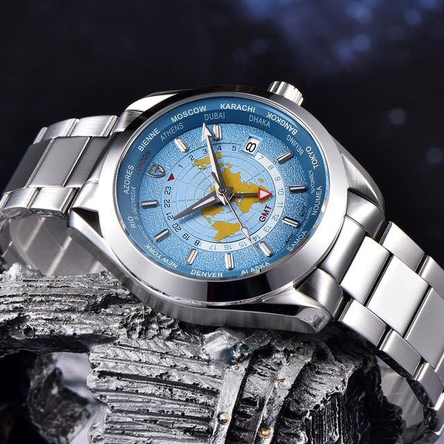 PAGANI DESIGN Armbanduhr, Automatik, Weltzeit, GMT, Edelstahl, Schwarz, Herren - Bild 1
