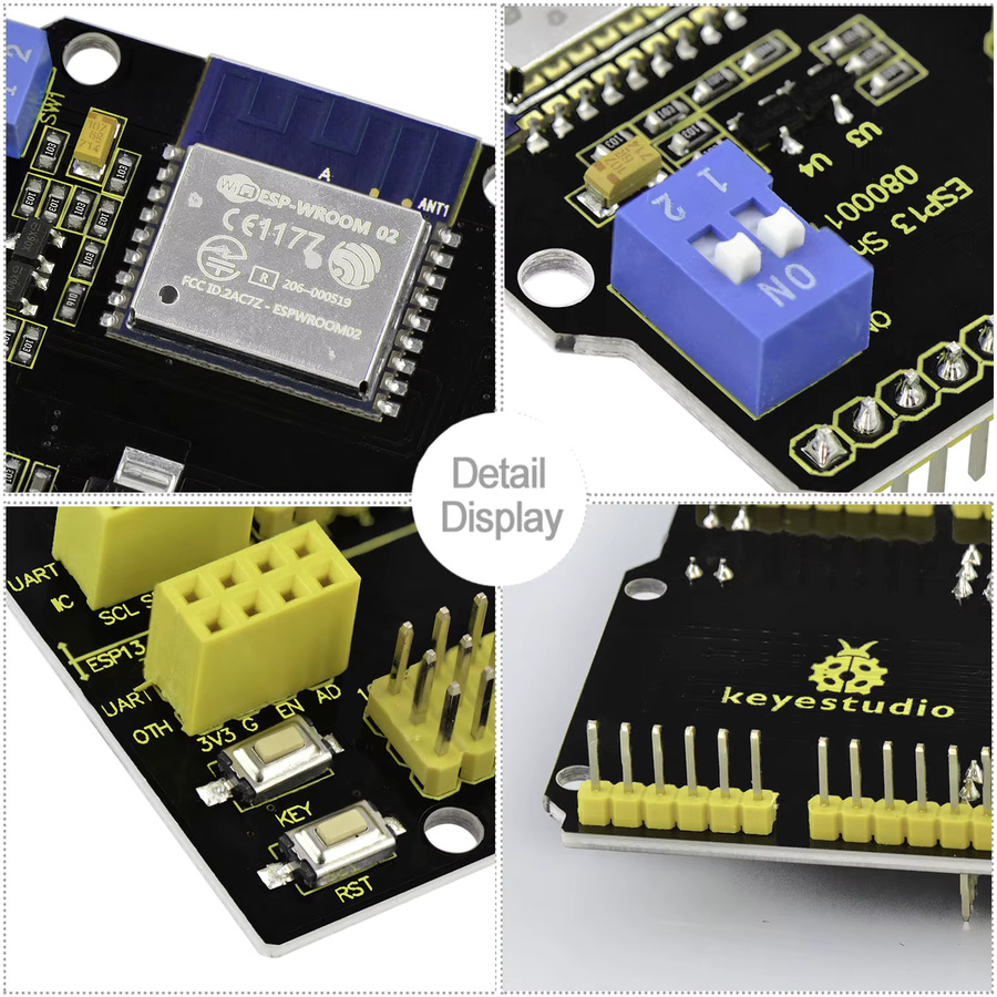 KEYESTUDIO ESP13 WIFI Serial Port Shield ESP8266 Entwicklungsboard für Arduino UNO & Mega 2560 in Schwarz - Bild 4