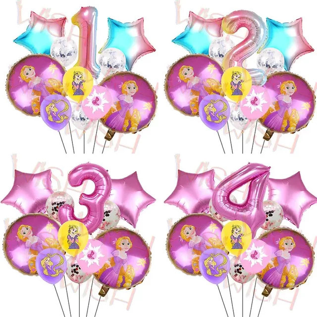 Disney Tangled Princess Party-Ballon von Hasbro in Pink mit Sternen-Motiv für Kindergeburtstage und Dekorationen - Bild 1