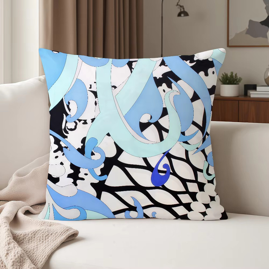 E-Emilio P-Pucci Logo Fashion-Kissenbezug in Blau, quadratisch, 30 x 30 cm - Bild 3