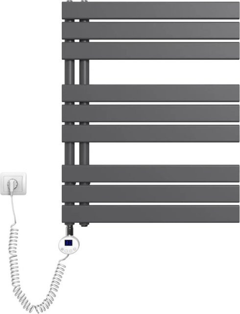 Emke Elektrischer Handtuchheizkörper mit Thermostat und Timer, 400W, Anthrazit, Breite: 60 cm, Höhe: 76 cm - Bild 1