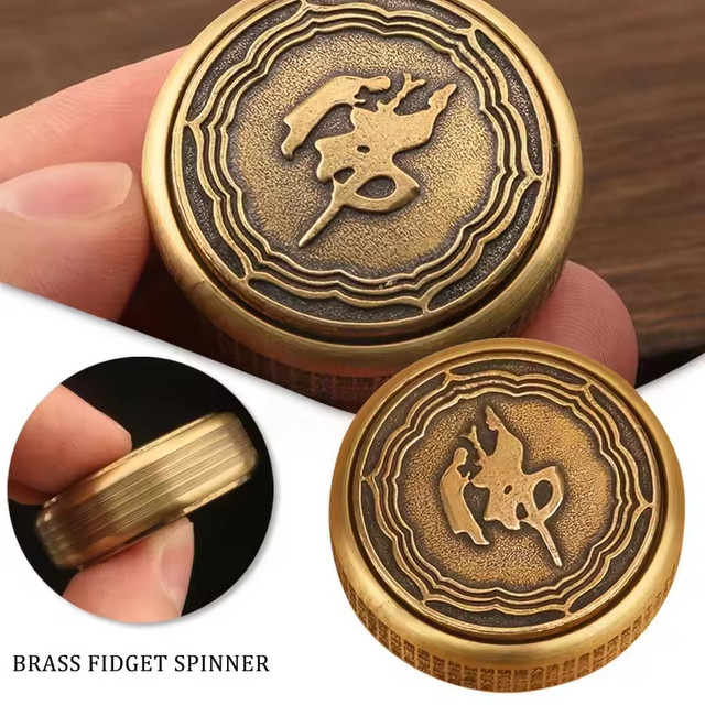 GUEN Messing Herz-Sutra Doppelseitiger drehbarer Buddha Fidget Spinner, Metall-EDC-Handspielzeug - Bild 1