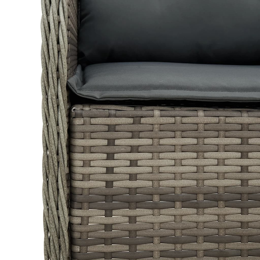 vidaXL 5-teilige Garten-Essgruppe aus PE-Rattan mit Kissen und Hartglas in Grau - Bild 4