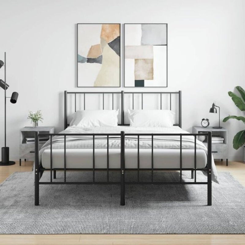 Vidaxl Set aus 2 modernen Nachttischen in Grau aus Holzwerkstoff und Metall, B/T/H: 40 x 35 x 47,5 cm - Bild 1