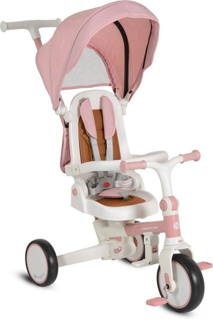 Byox Tricycle Compacto 4 in 1 Dreirad mit Schiebegriff klappbar rosa EVA - Bild 1