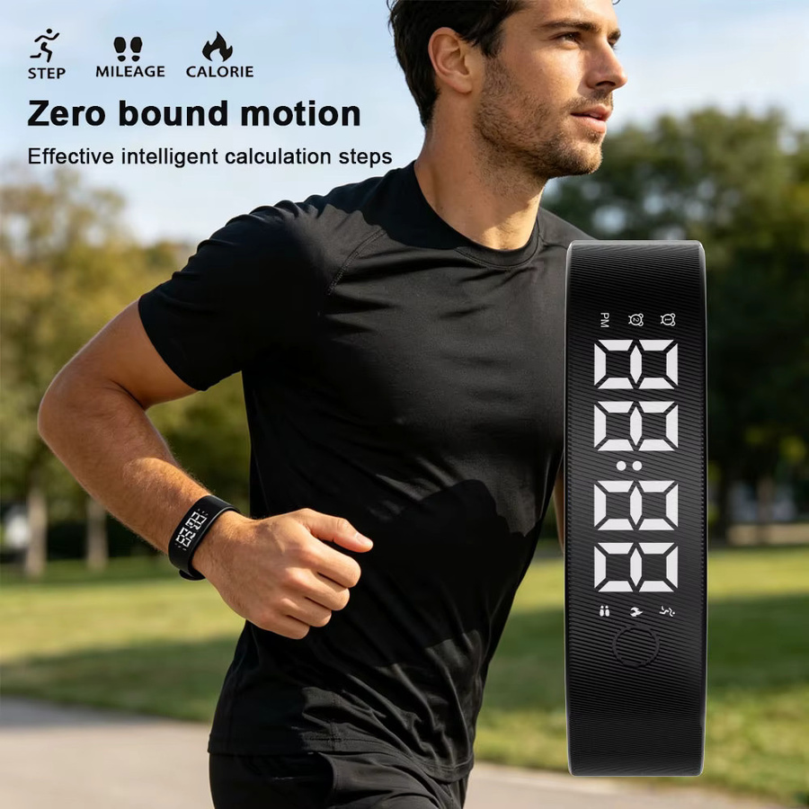 Ola Esporte Smart-Armband Schwarz mit LED-Display, Schrittzähler und Vibrationsalarm, wasserdicht - Bild 3