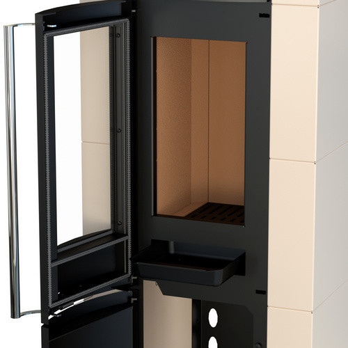 THERMIA Kaminofen Alpha Plus aus Stahl in Creme-Weiss und Schwarz mit 7,0 kW Leistung, B/T/H: 125,0 x 68,0 x 167,0 cm - Bild 3