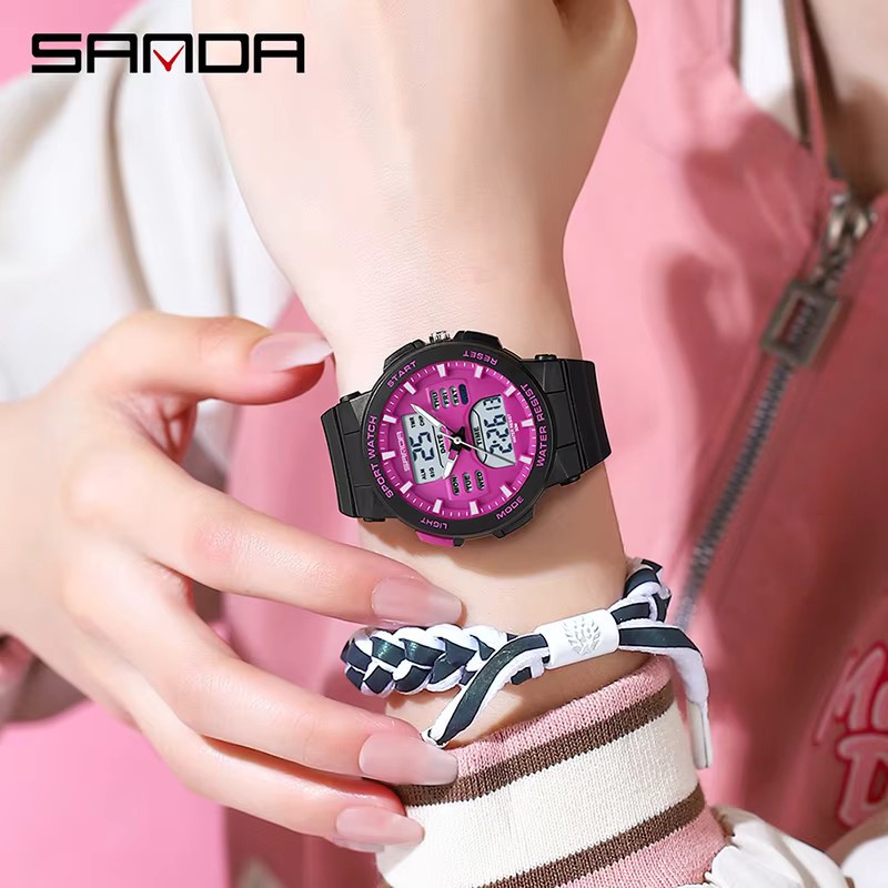 Sanda Digitaluhr, Quarz, Kunststoff, Schwarz, Damen - Bild 4