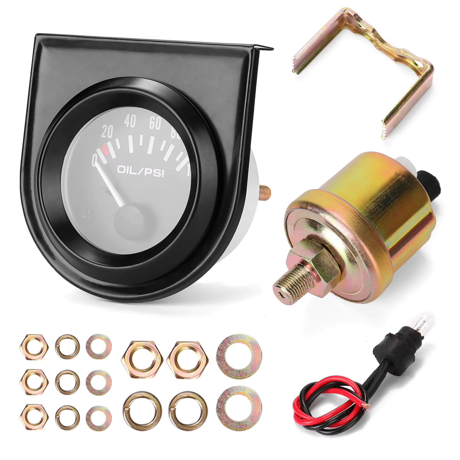 KKMOON Öldruckmanometer für Automobile mit 52mm Instrument und Sensoren, Messbereich 0 bis 12,0 psi - Bild 1