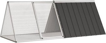 VidaXL Kaninchenkäfig aus verzinktem Stahl in Grau, B/T/H: 201,5 x 80,5 x 71 cm - Bild 1