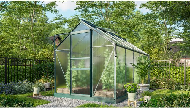 Vitavia Gewächshaus Marley inkl. Ready2Grow Zubehör-Set, smaragdgrün, 6,2 m², Polycarbonat-Platten, H x B x T: 207 x 195 x 195 cm - Bild 1