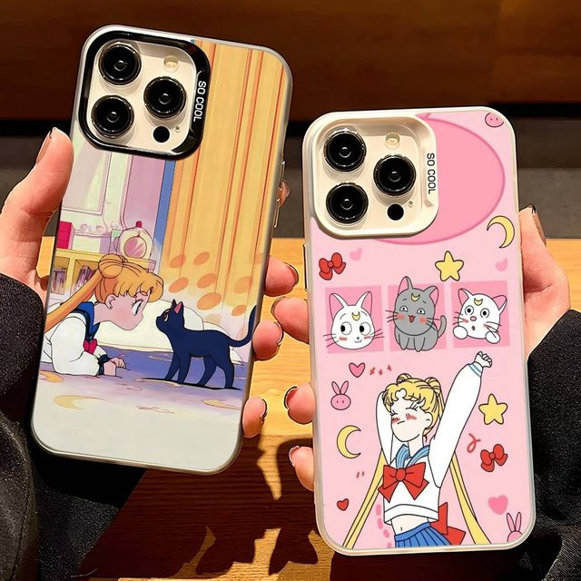 Kawayii Cartoon Sailor Moon Handyhülle für Apple iPhone 11 12 13 14 15 16 Pro Max Plus in Multicolour mit Schutz-Plattierung - Bild 1