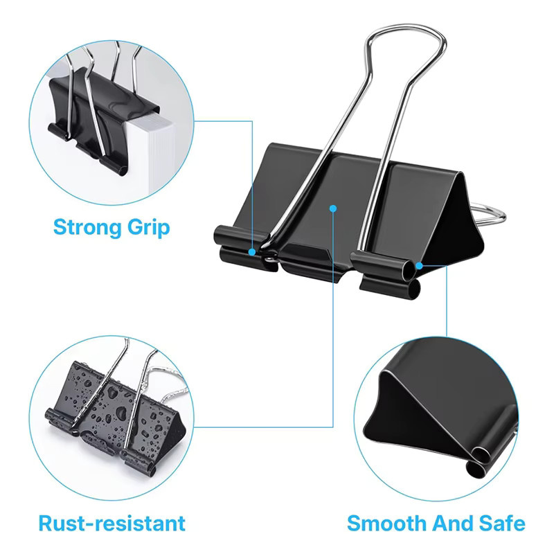 TMZ Metall Binder Clips Schwarz 32mm für Büro und Haushalt - Bild 4