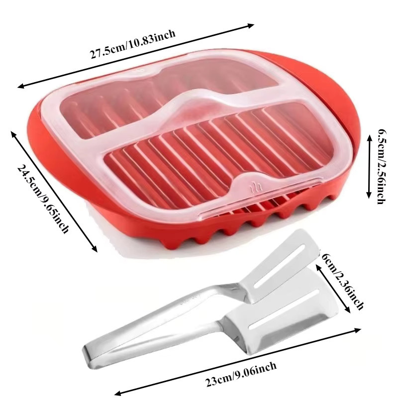 YOCITY Mikrowellen-Bacon-Maker mit Spritzschutzdeckel in Rot - Bild 6