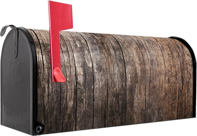 Banjado Amerikanischer Briefkasten Schwarz mit Motiv Altes Holz, B/T/H: 48 x 22 x 16 cm - Bild 1
