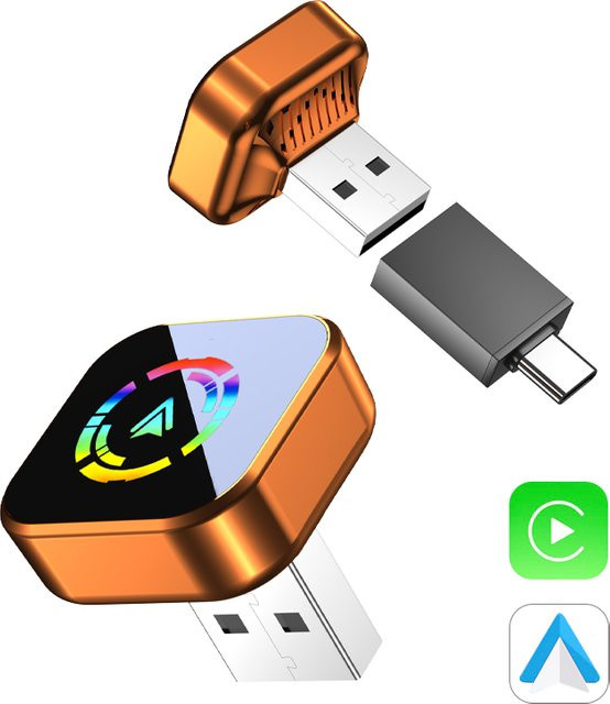 VYVYLABS 2-in-1 Kabelloser CarPlay und Android Auto Adapter Dongle in Schwarz für iPhone und Android - Bild 1