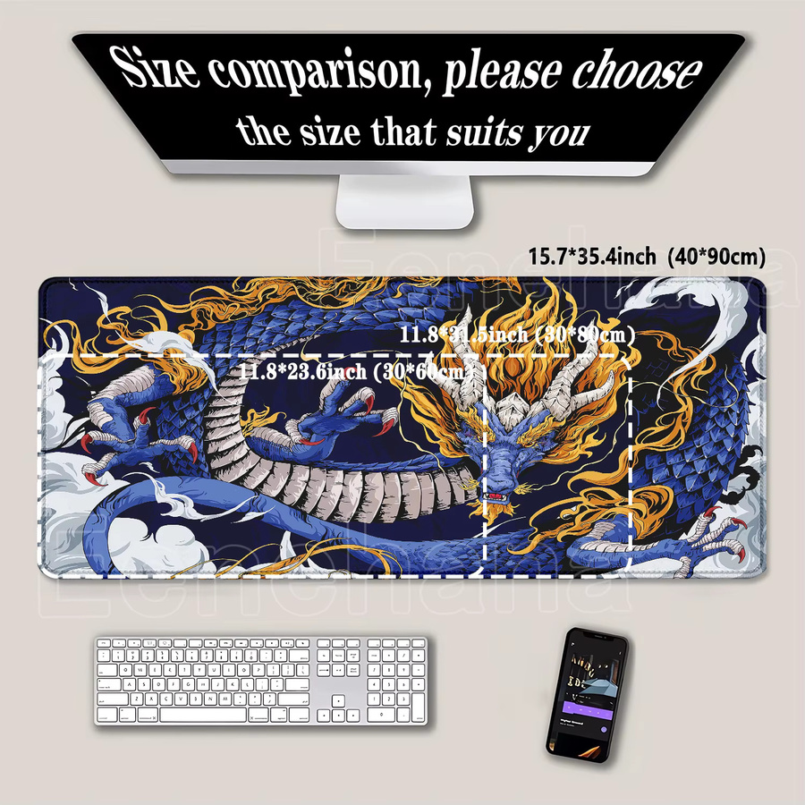 Eenehana Mauspad Dragon Gamer XXL Schreibtischunterlage Multicolor B/T: 90 x 40 cm - Bild 2