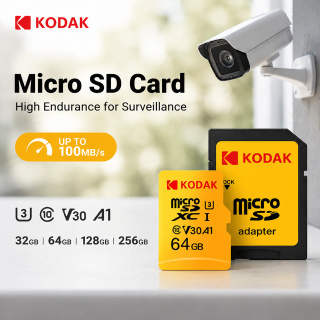 KODAK High Endurance Micro SD-Karte U3 V30 A1 mit bis zu 100MB/s für 4K-Aufnahmen und Sicherheitskameras - Bild 1