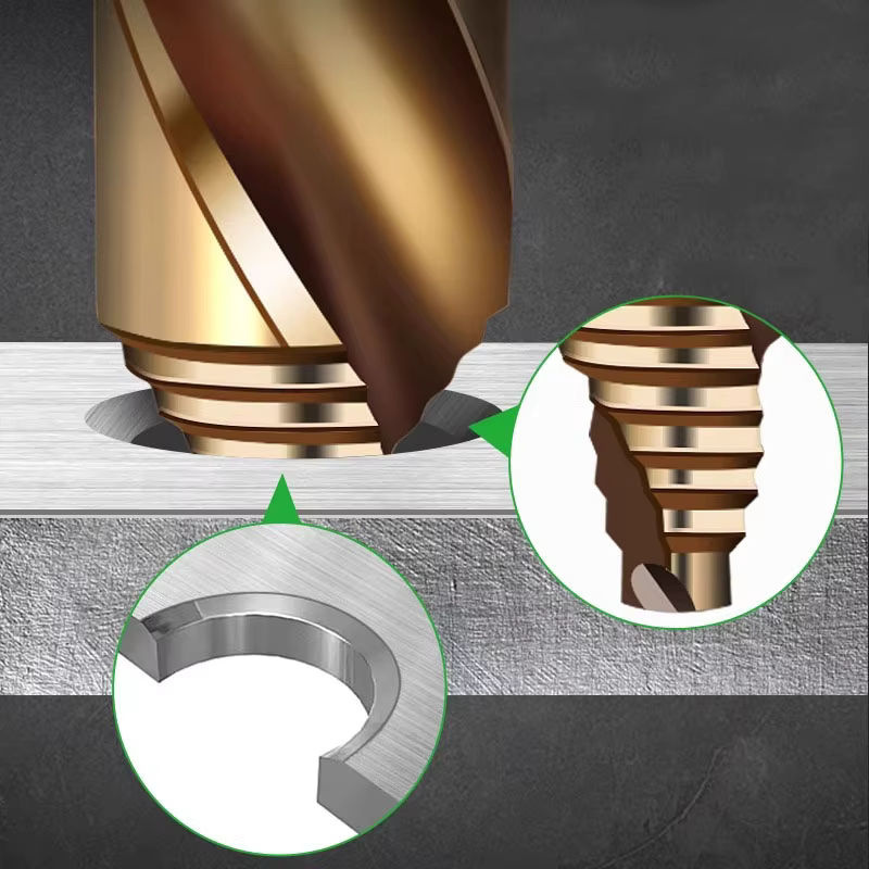 Conboom Kobalt-Stufen-Spiralbohrer aus M35-Schnellarbeitsstahl mit geradem Schaft in Gold für Metall und Edelstahl, Durchmesser: 3–13 mm - Bild 5