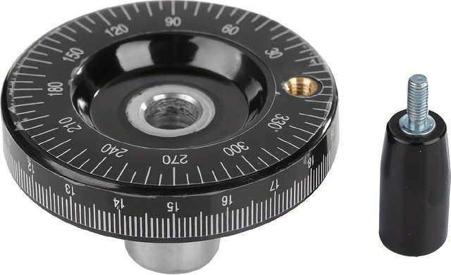 Präzisions-Handrad aus Metall in Schwarz mit 8/10mm Gewinde als manuelles Steuerwerkzeug für Schiebetische - Bild 1