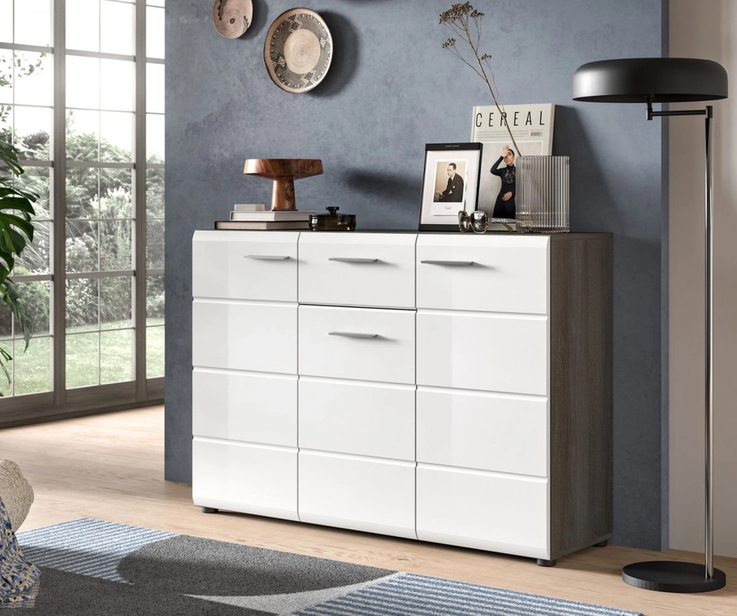 Inn.Furn Sideboard Rumba in Weiß Hochglanz und Grau, Breite: 120 cm - Bild 4