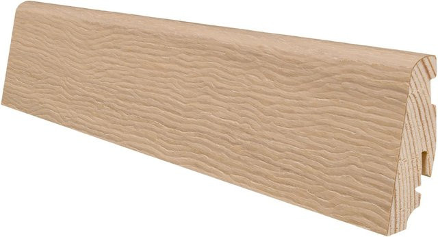 Haro Sockelleiste aus Massivholz Eiche in Weiß und Beige, strukturiert geölt, Höhe: 58 mm, Tiefe: 19 mm, Länge: 2200 mm - Bild 1